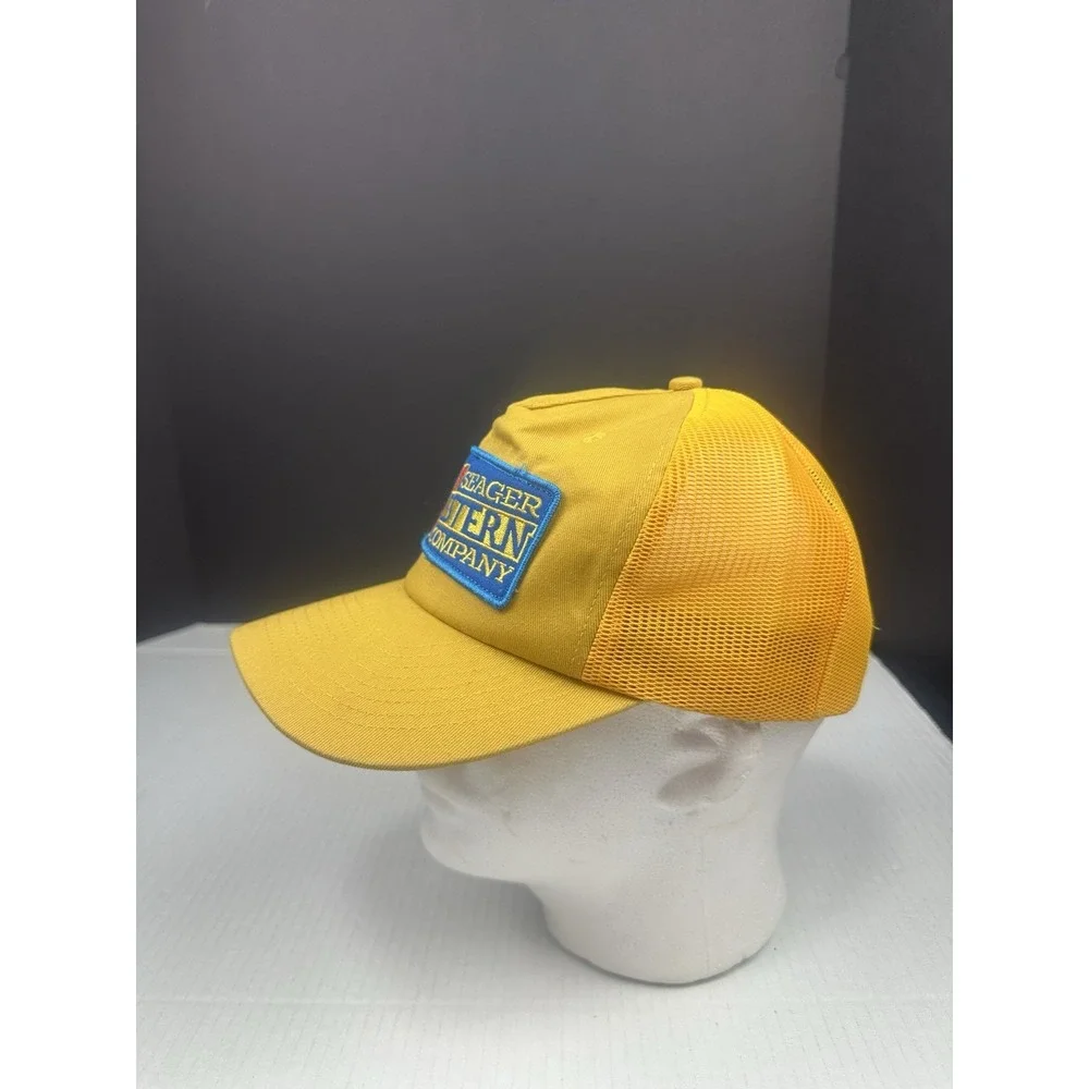 Seager Co Western Wear Trucker Hat Yellow Mesh Snapback Cap Patch High Crown